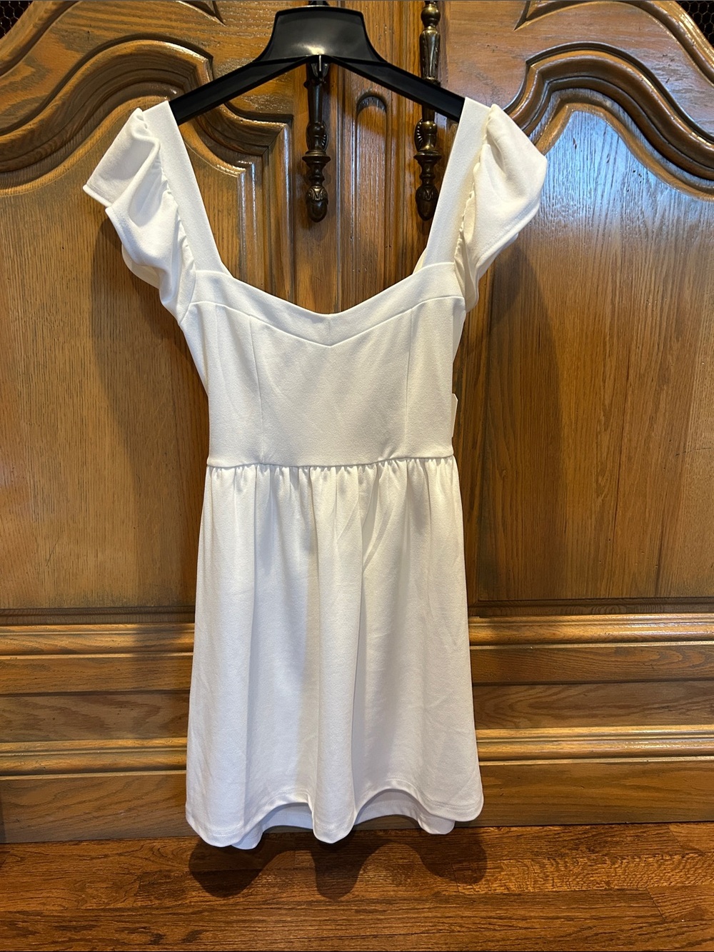 Altar'd State Ivory White Mini Dress with Sweetheart Neckline